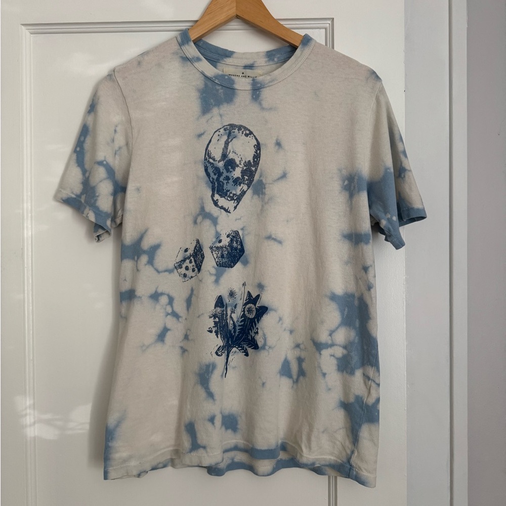 imogene + willie Blue and White Tie-Dye Men's Tee